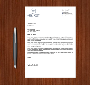 Letterhead Design by Expert Bappy for Orion Asset Management, LLC | Design: #33332888