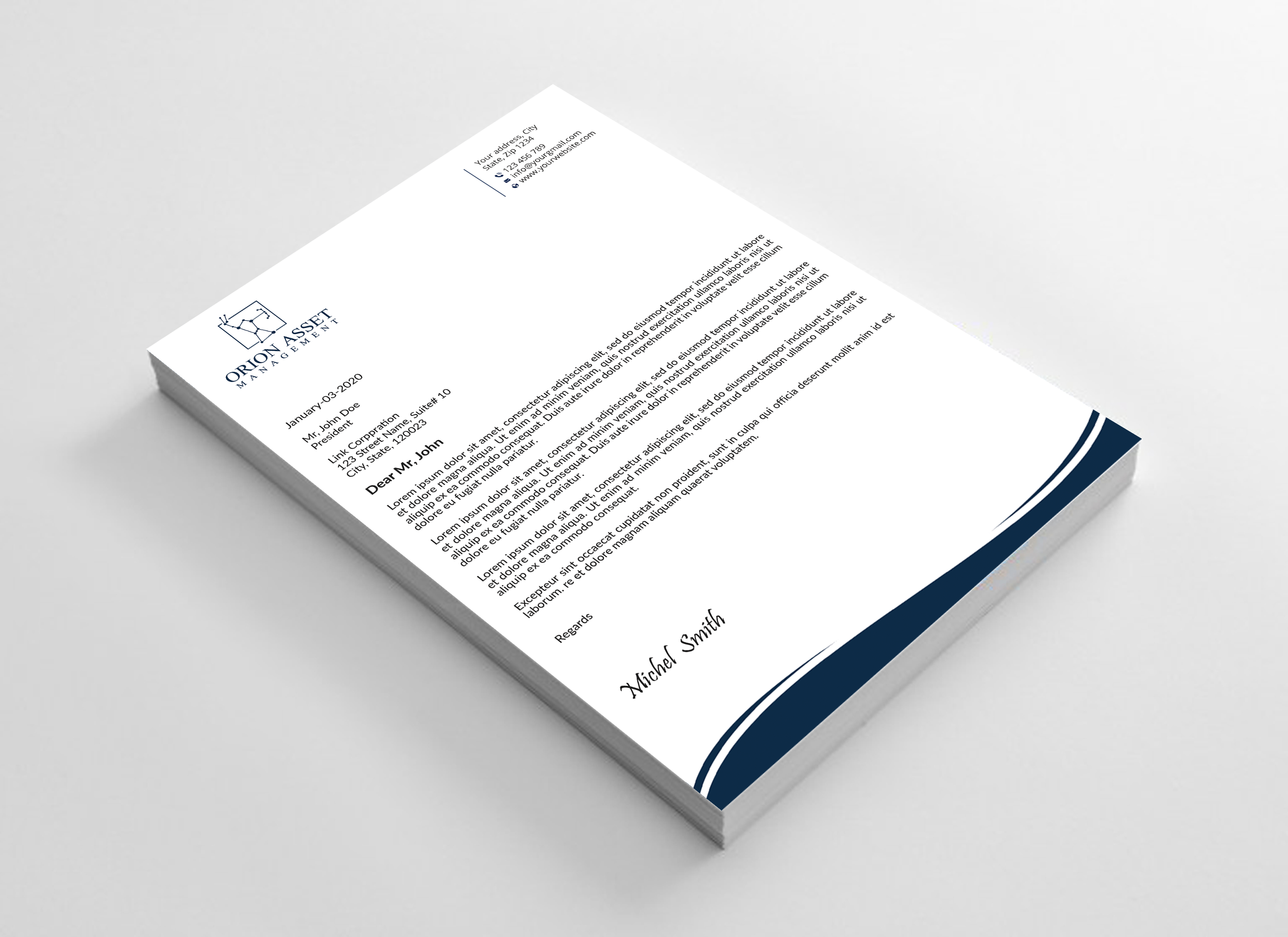 Letterhead Design by Expert Bappy for Orion Asset Management, LLC | Design #33332948