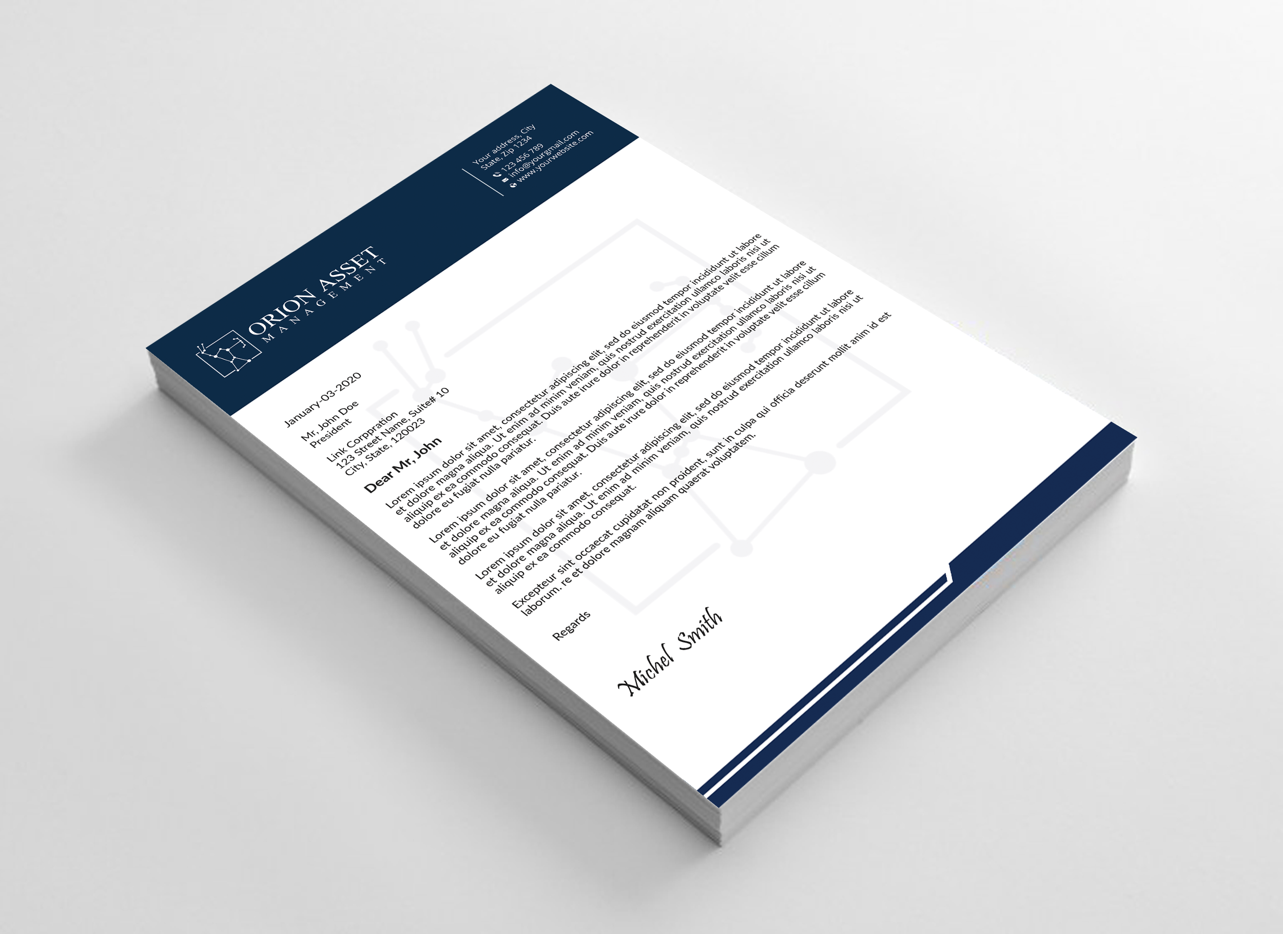 Letterhead Design by Expert Bappy for Orion Asset Management, LLC | Design #33333040