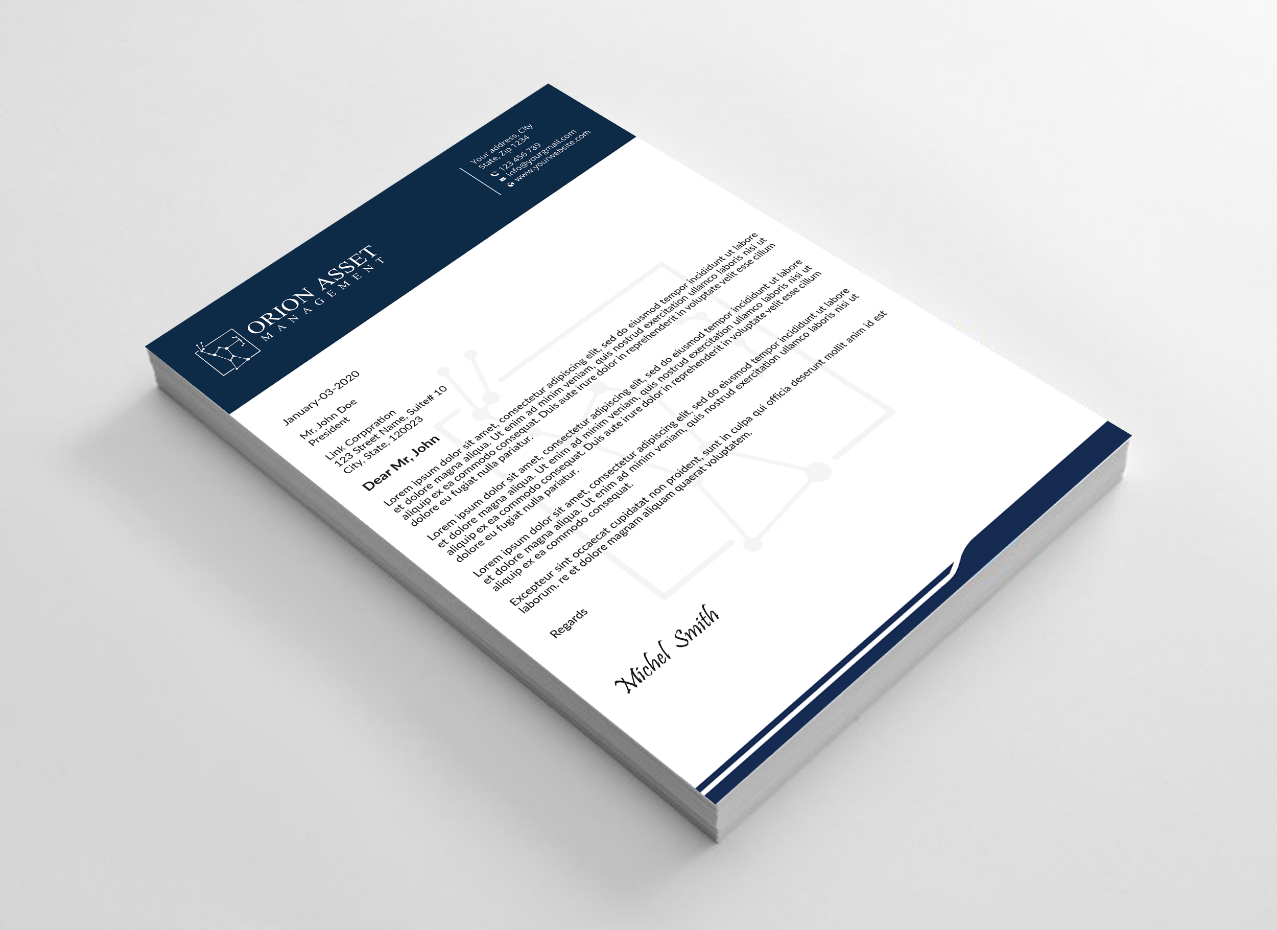 Letterhead Design by Expert Bappy for Orion Asset Management, LLC | Design #33333071