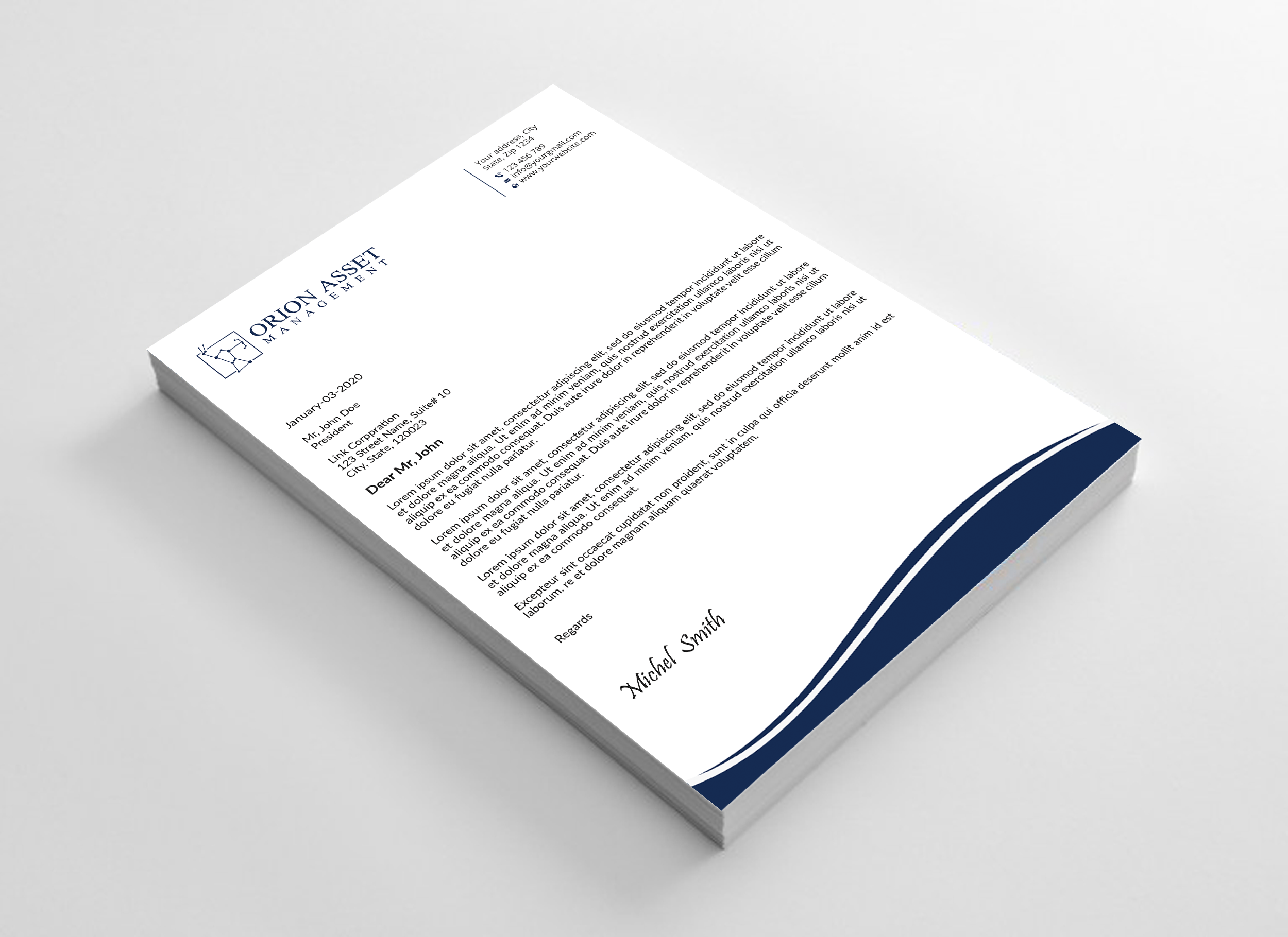 Letterhead Design by Expert Bappy for Orion Asset Management, LLC | Design #33333141