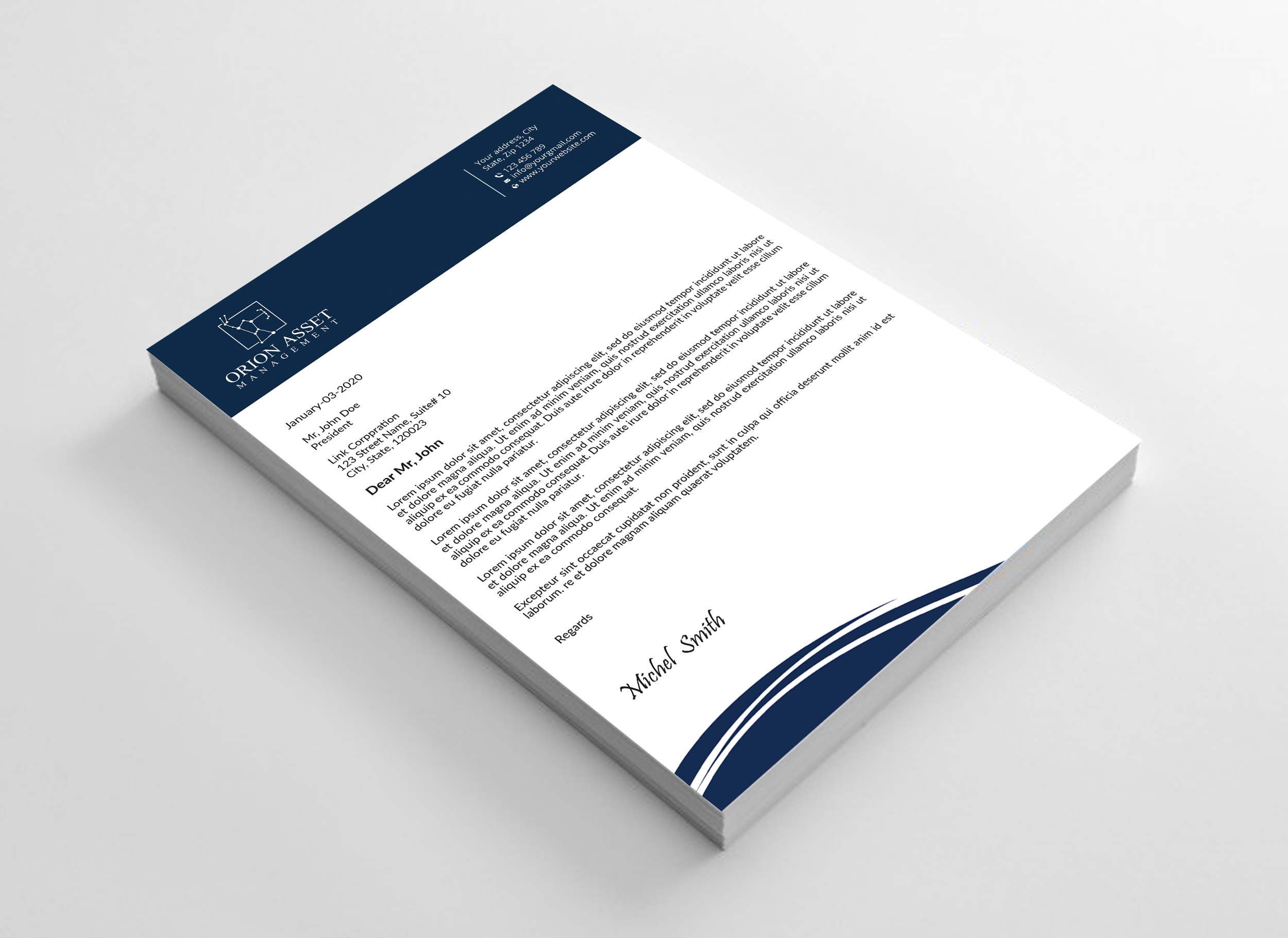 Letterhead Design by Expert Bappy for Orion Asset Management, LLC | Design #33333231