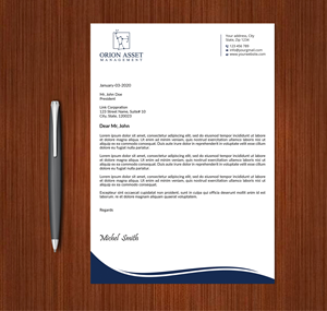 Letterhead Design by Expert Bappy for Orion Asset Management, LLC | Design: #33333260