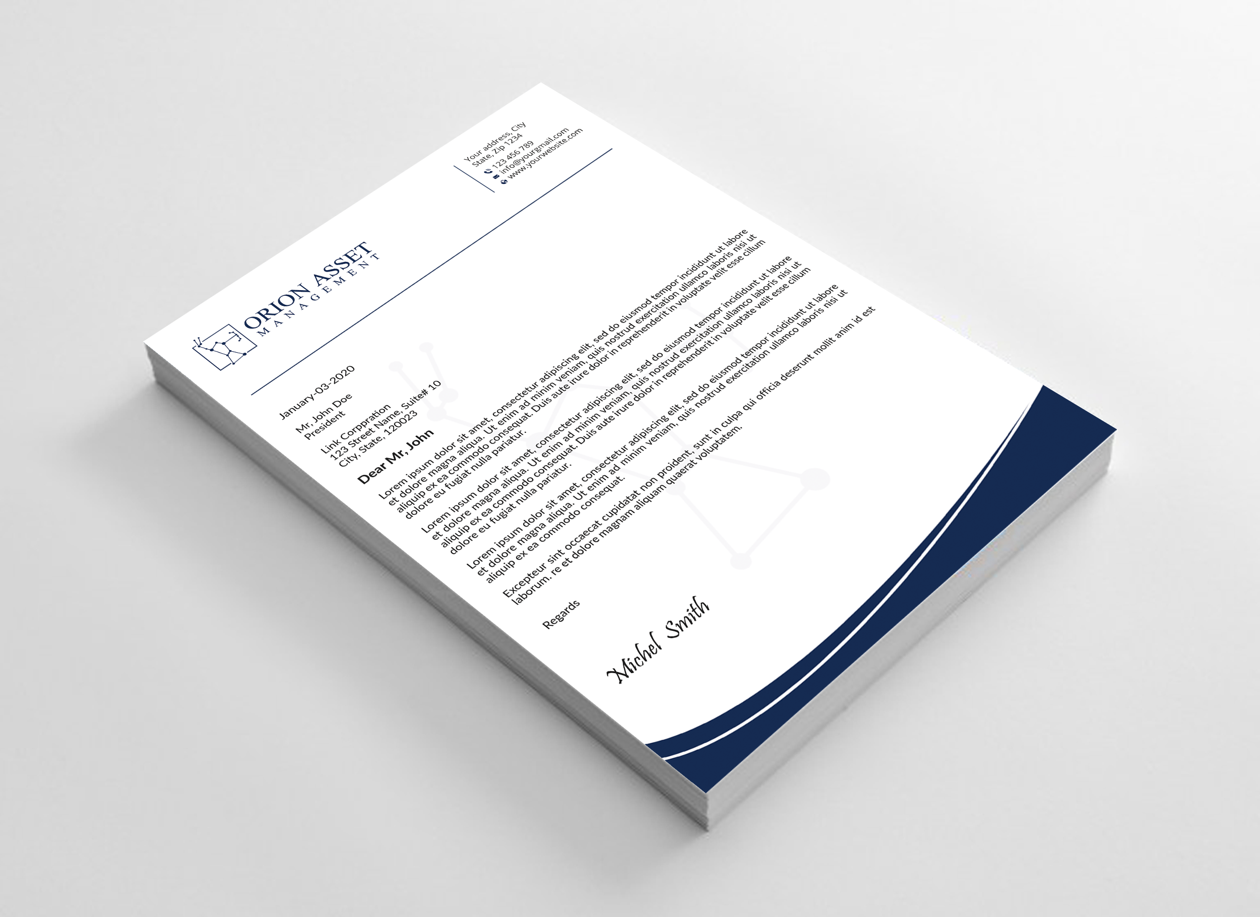 Letterhead Design by Expert Bappy for Orion Asset Management, LLC | Design #33333284