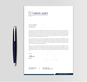 Letterhead Design by Expert Bappy for Orion Asset Management, LLC | Design: #33334544