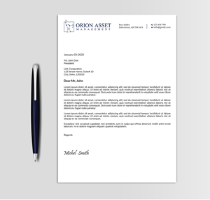 Letterhead Design by Expert Bappy for Orion Asset Management, LLC | Design: #33334617