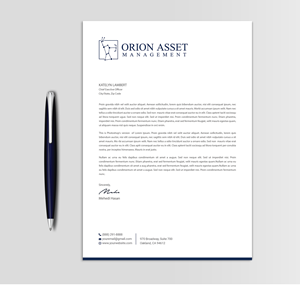 Letterhead Design by Expert Bappy for Orion Asset Management, LLC | Design: #33334973