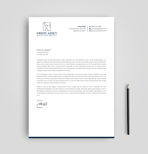 Letterhead Design by Expert Bappy for Orion Asset Management, LLC | Design: #33336102