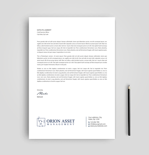 Letterhead Design by Expert Bappy for Orion Asset Management, LLC | Design: #33336211