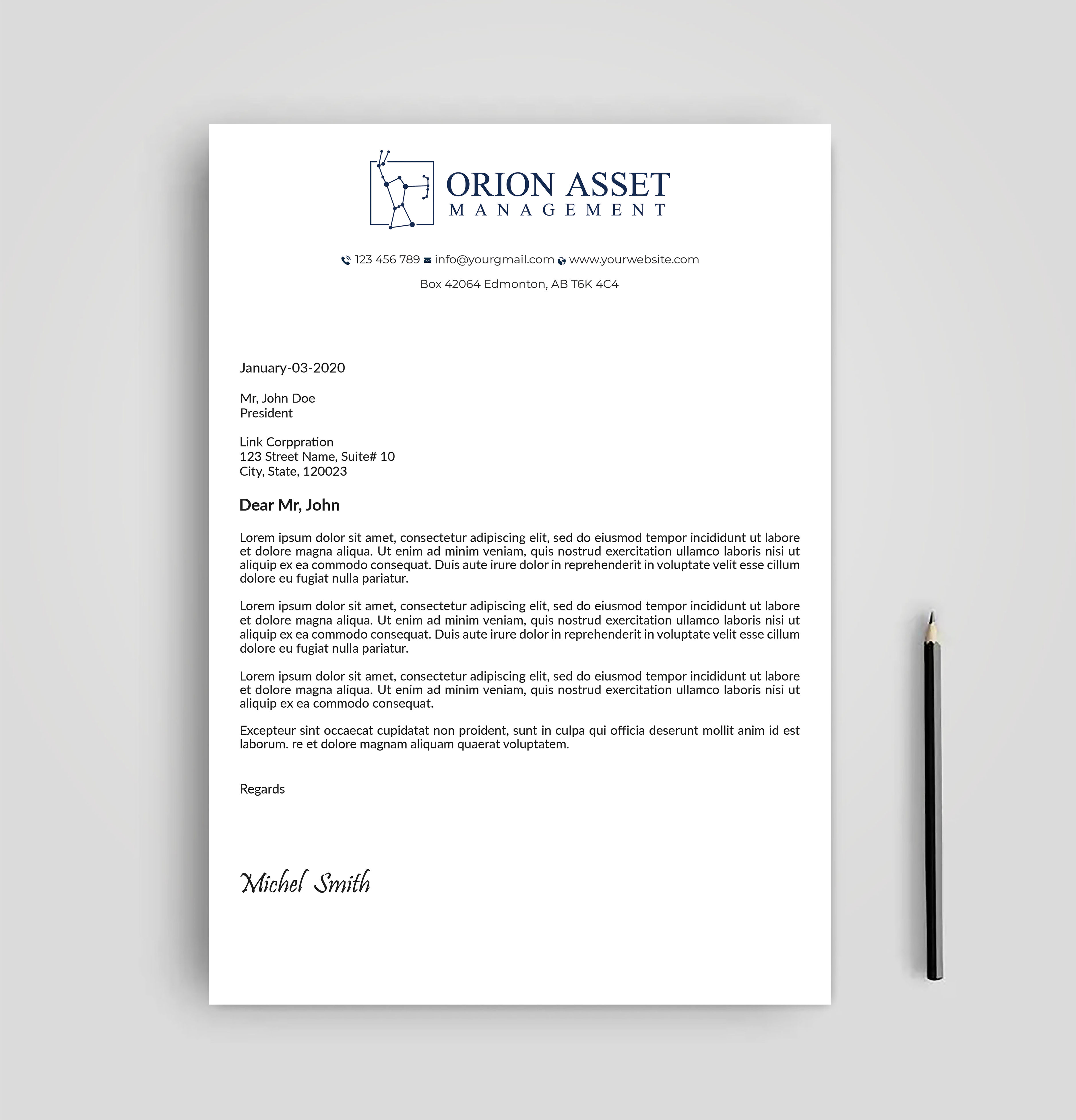 Design En-Tête par Expert Bappy pour Orion Asset Management, LLC | Design #33336395