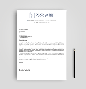 Design En-Tête par Expert Bappy pour Orion Asset Management, LLC | Design : #33336395