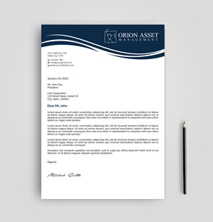 Design En-Tête par Expert Bappy pour Orion Asset Management, LLC | Design : #33338317