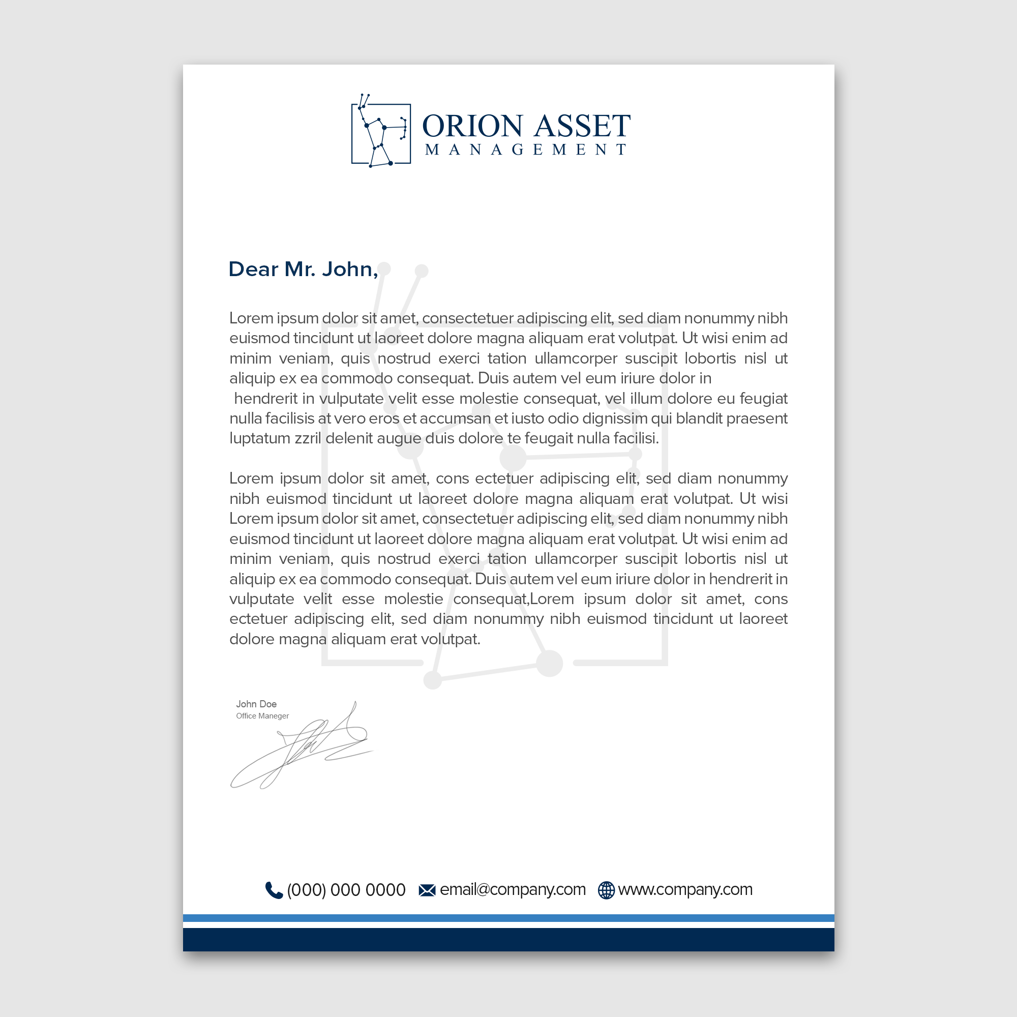Letterhead Design by WellDesign for Orion Asset Management, LLC | Design #33333783