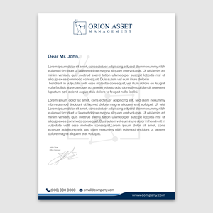 Letterhead Design by WellDesign for Orion Asset Management, LLC | Design: #33333784