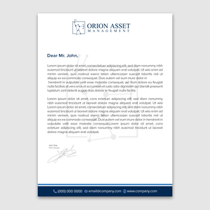Letterhead Design by WellDesign for Orion Asset Management, LLC | Design: #33333785