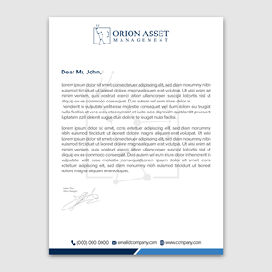 Letterhead Design by WellDesign for Orion Asset Management, LLC | Design: #33333787