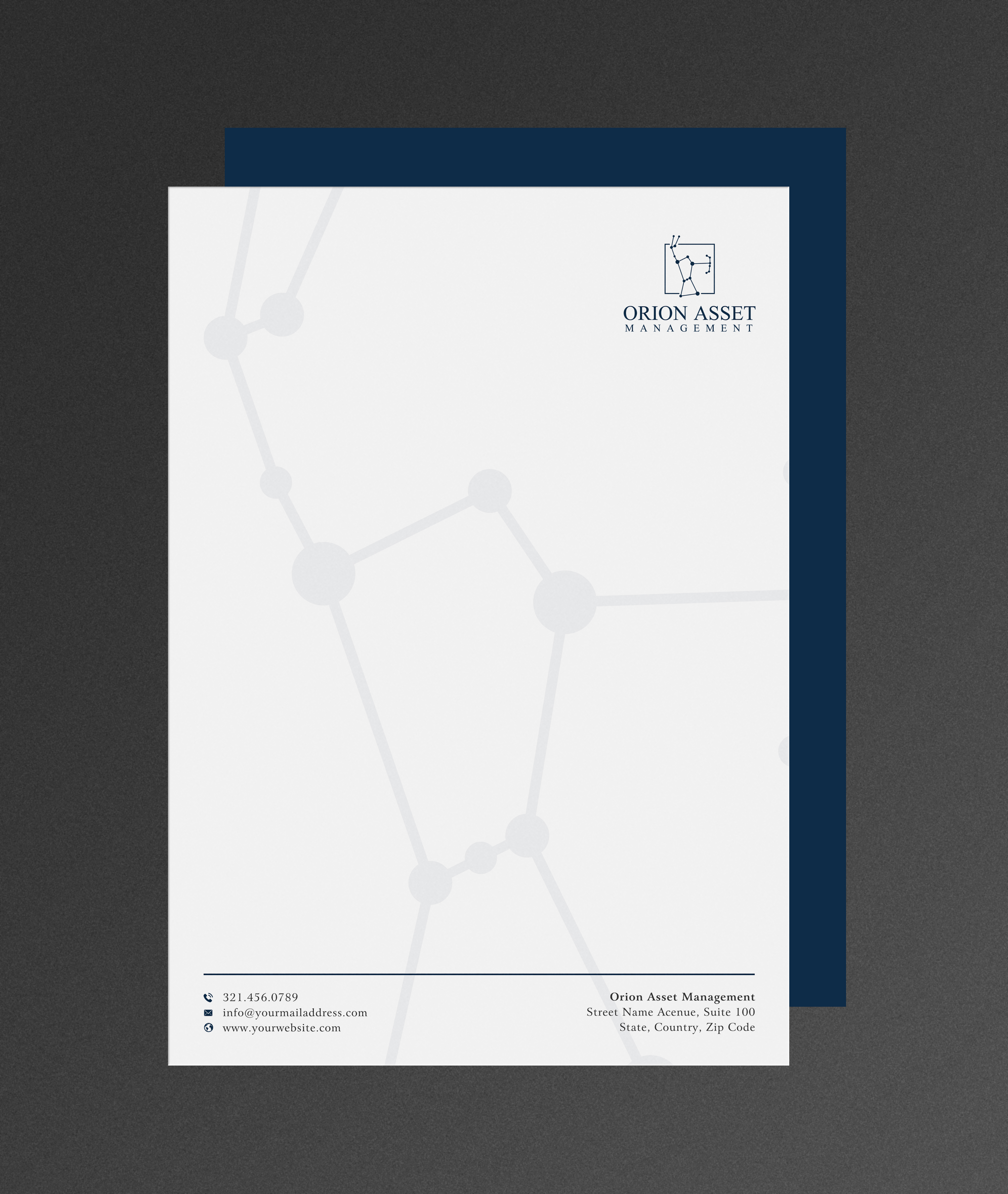 Briefkopf-Design von Sun Moon Graphic Designer für Orion Asset Management, LLC | Design #33334812