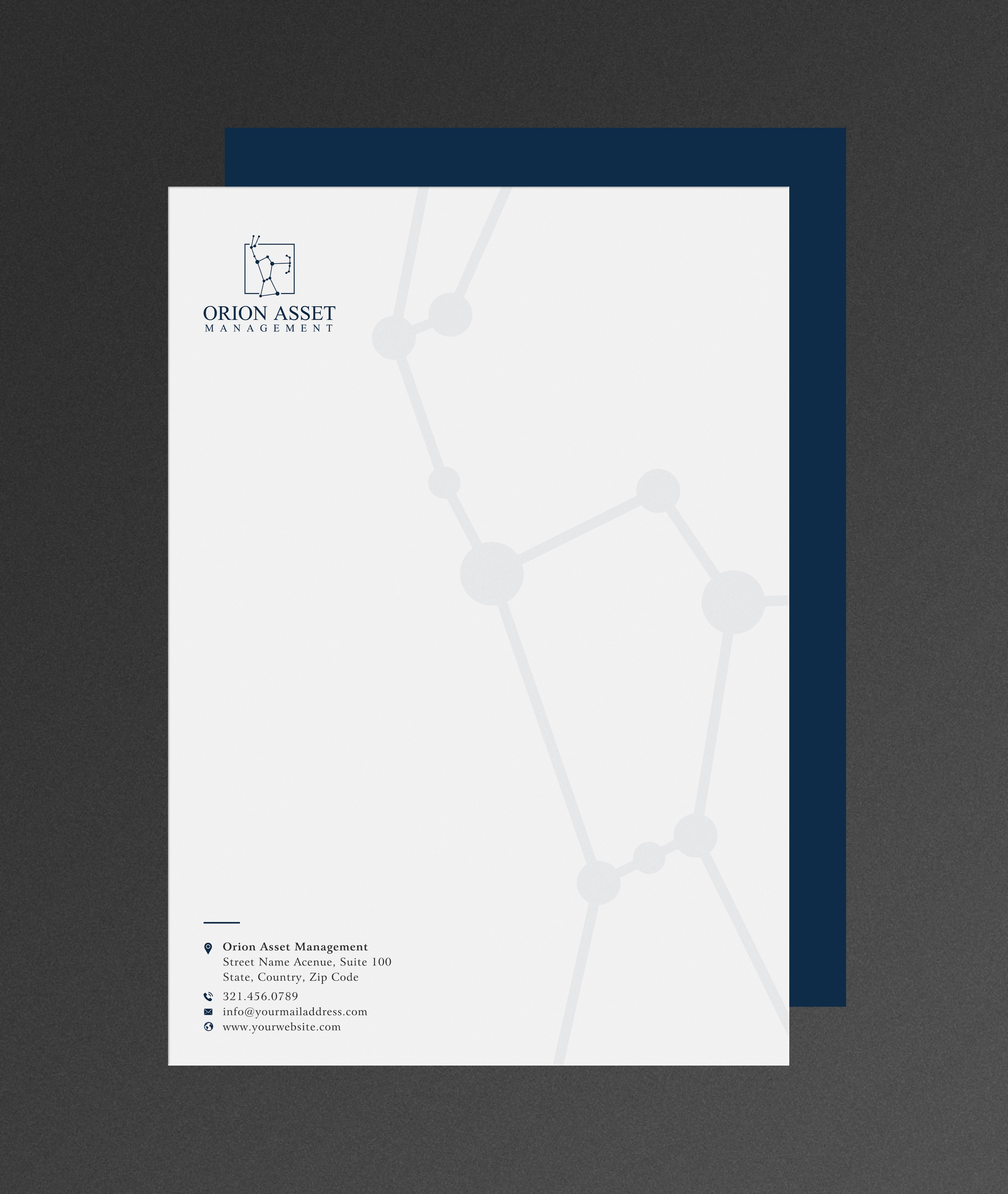 Letterhead Design by Sun Moon Graphic Designer for Orion Asset Management, LLC | Design #33334815