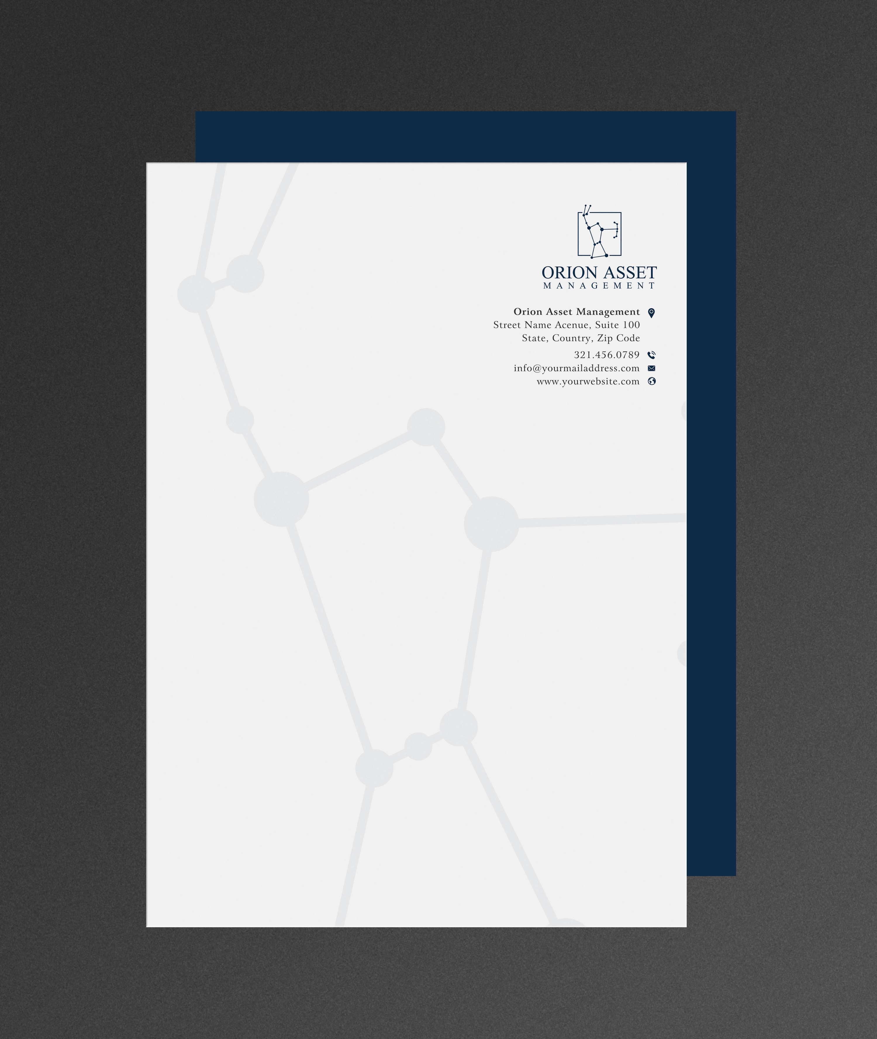 Letterhead Design by Sun Moon Graphic Designer for Orion Asset Management, LLC | Design #33334816