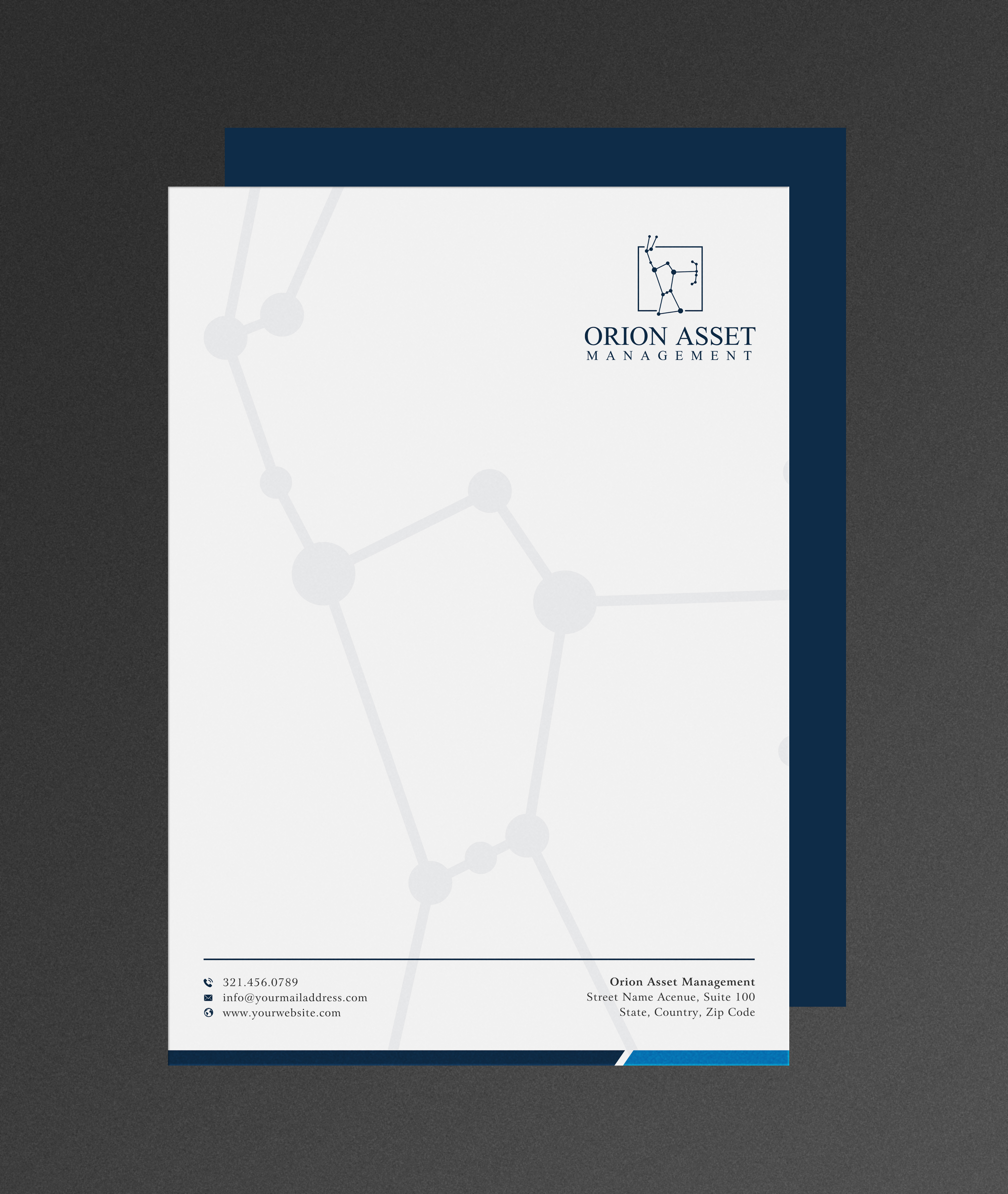 Letterhead Design by Sun Moon Graphic Designer for Orion Asset Management, LLC | Design #33334825