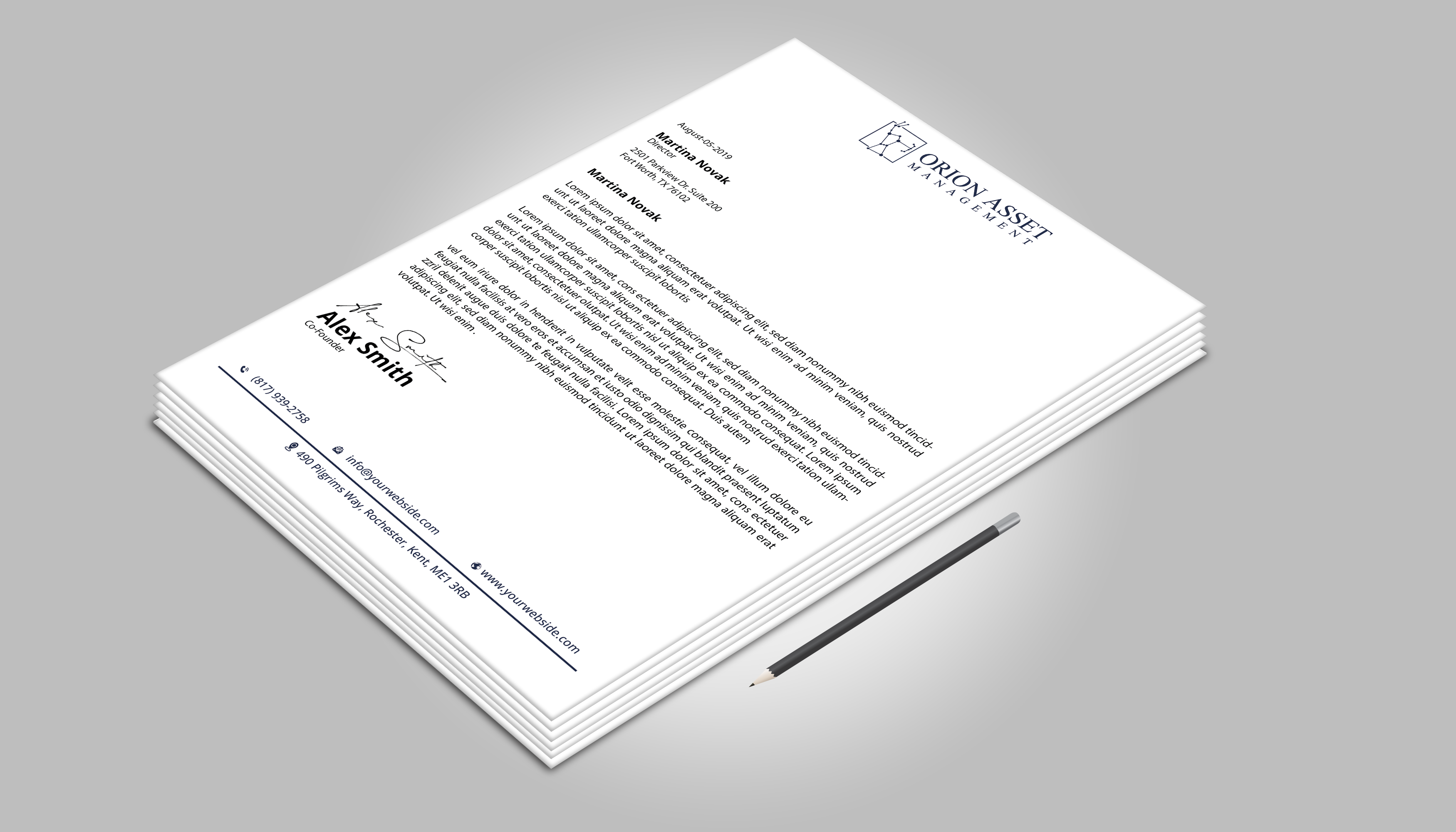 Letterhead Design by DesignerShahadat for Orion Asset Management, LLC | Design #33336027