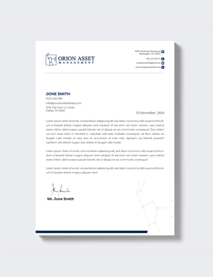 Diseño de Membrete por artbitin para Orion Asset Management, LLC | Diseño: #33341159