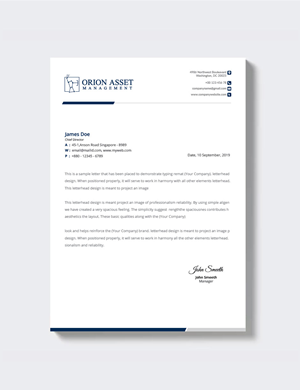 Diseño de Membrete por artbitin para Orion Asset Management, LLC | Diseño: #33341160
