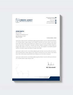 Diseño de Membrete por artbitin para Orion Asset Management, LLC | Diseño: #33341161