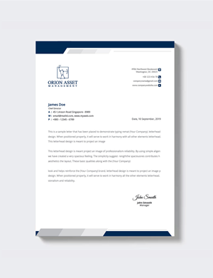 Diseño de Membrete por artbitin para Orion Asset Management, LLC | Diseño: #33341162