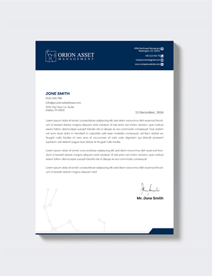 Diseño de Membrete por artbitin para Orion Asset Management, LLC | Diseño: #33341170