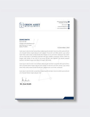 Diseño de Membrete por artbitin para Orion Asset Management, LLC | Diseño: #33341172