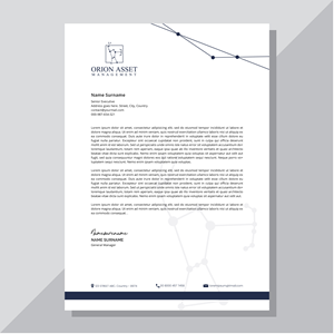 Letterhead Design by wrdy for Orion Asset Management, LLC | Design #33334034
