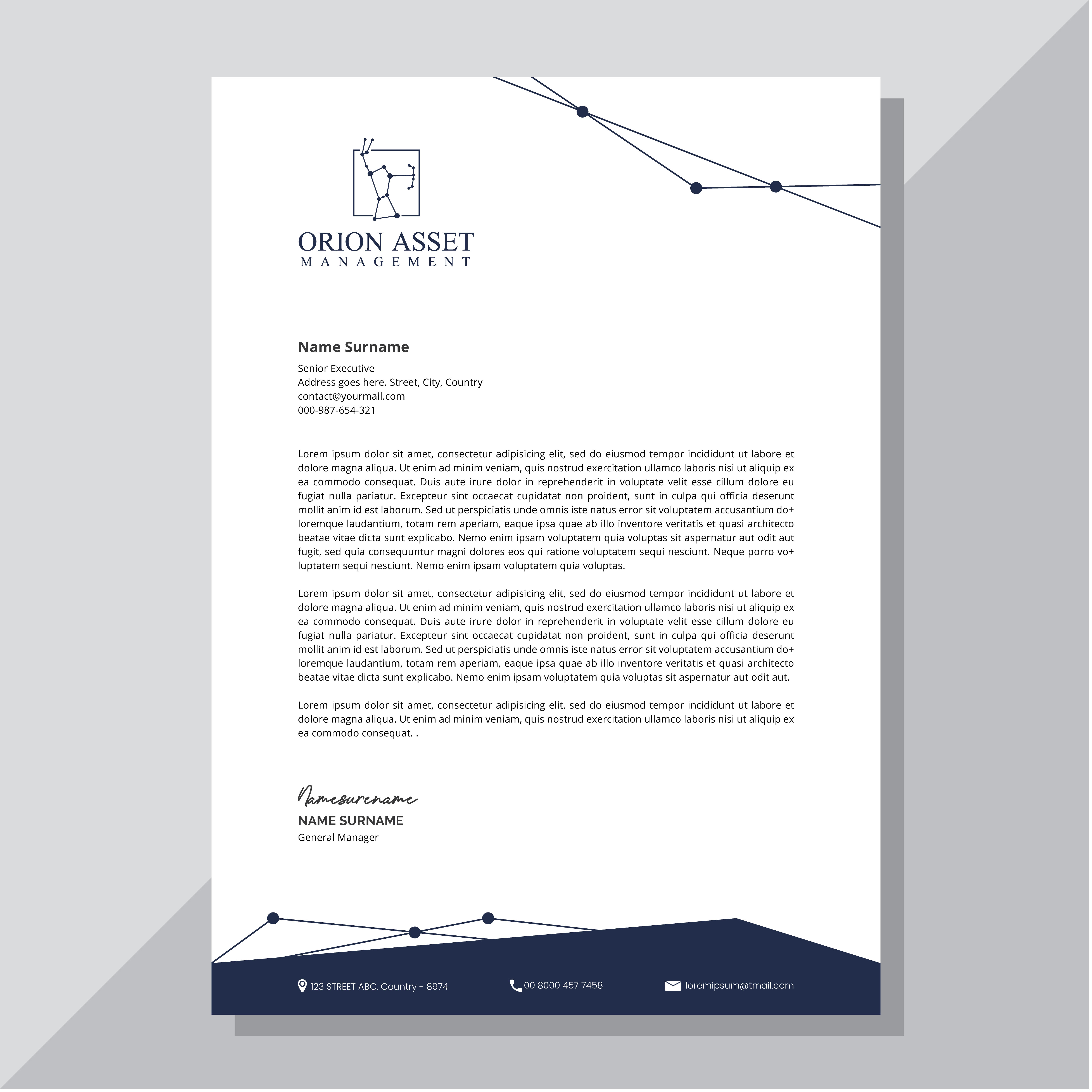 Letterhead Design by wrdy for Orion Asset Management, LLC | Design #33334038