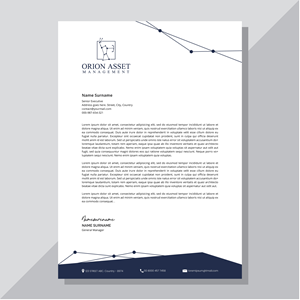 Letterhead Design by wrdy for Orion Asset Management, LLC | Design: #33334038