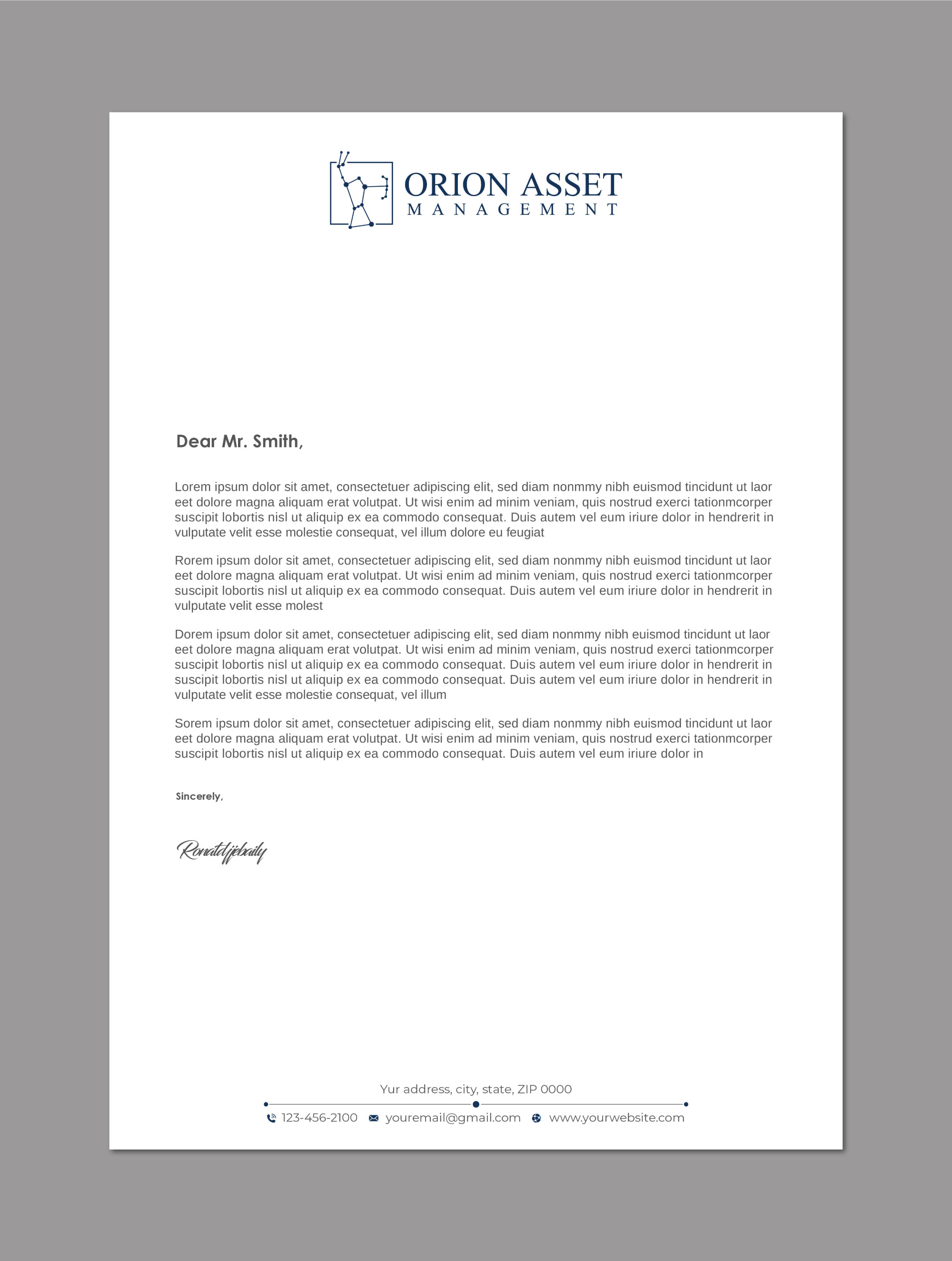 Briefkopf-Design von LAXMI DESIGNHUB für Orion Asset Management, LLC | Design #33334465