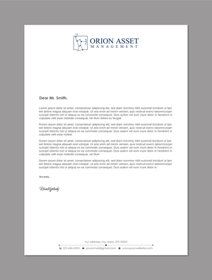 Letterhead Design by LAXMI DESIGNHUB for Orion Asset Management, LLC | Design #33334465