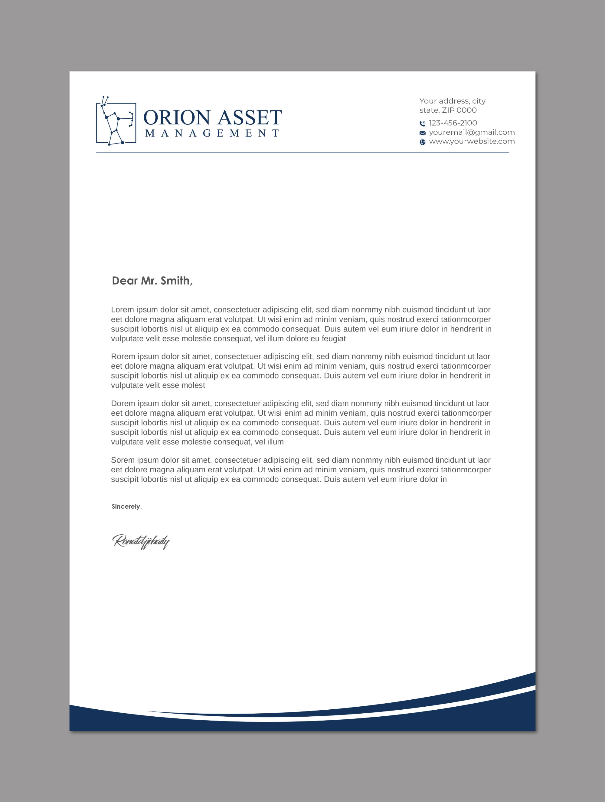 Letterhead Design by LAXMI DESIGNHUB for Orion Asset Management, LLC | Design #33334466