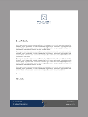 Diseño de Membrete por LAXMI DESIGNHUB para Orion Asset Management, LLC | Diseño: #33334467