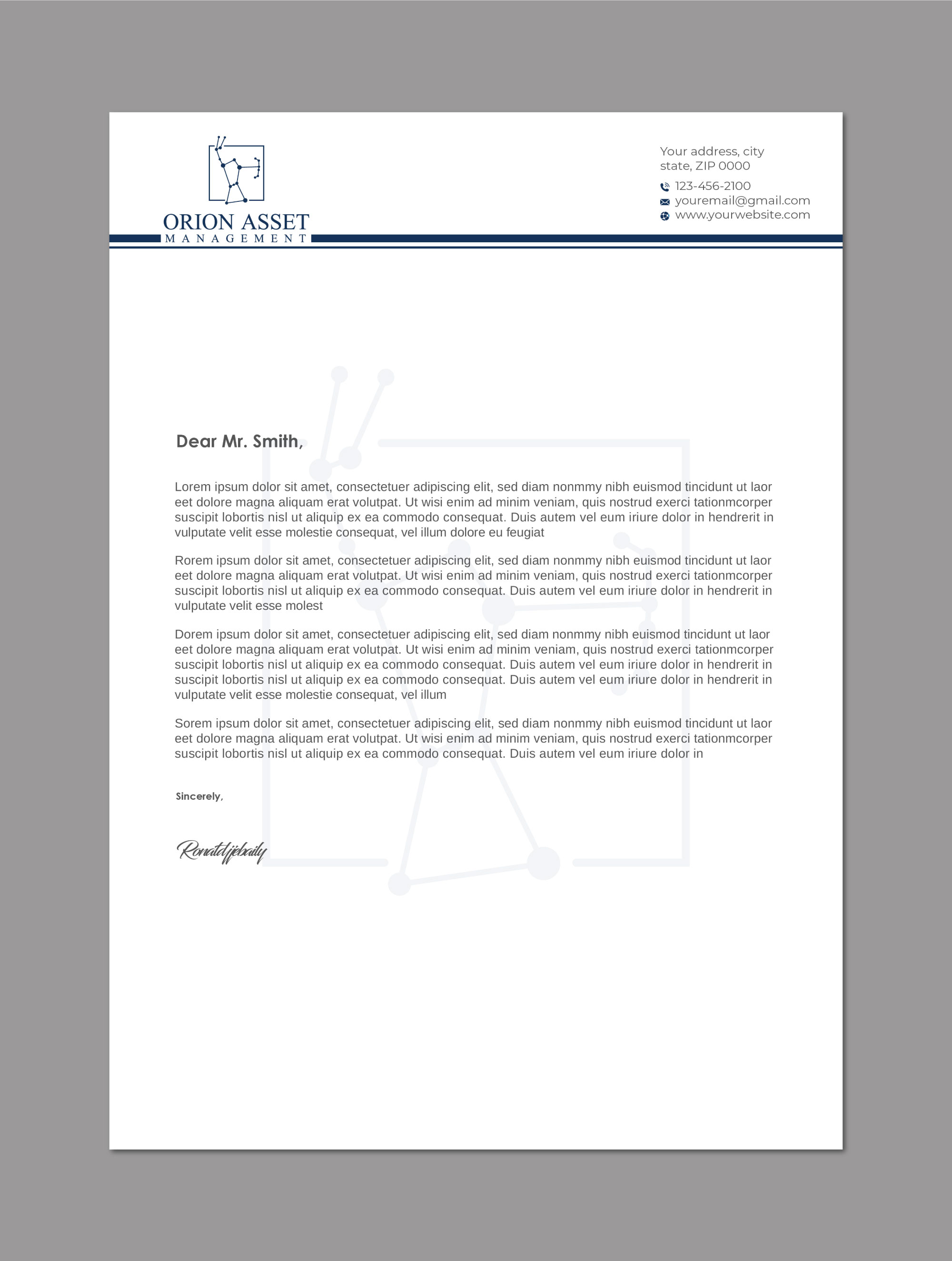 Letterhead Design by LAXMI DESIGNHUB for Orion Asset Management, LLC | Design #33334475
