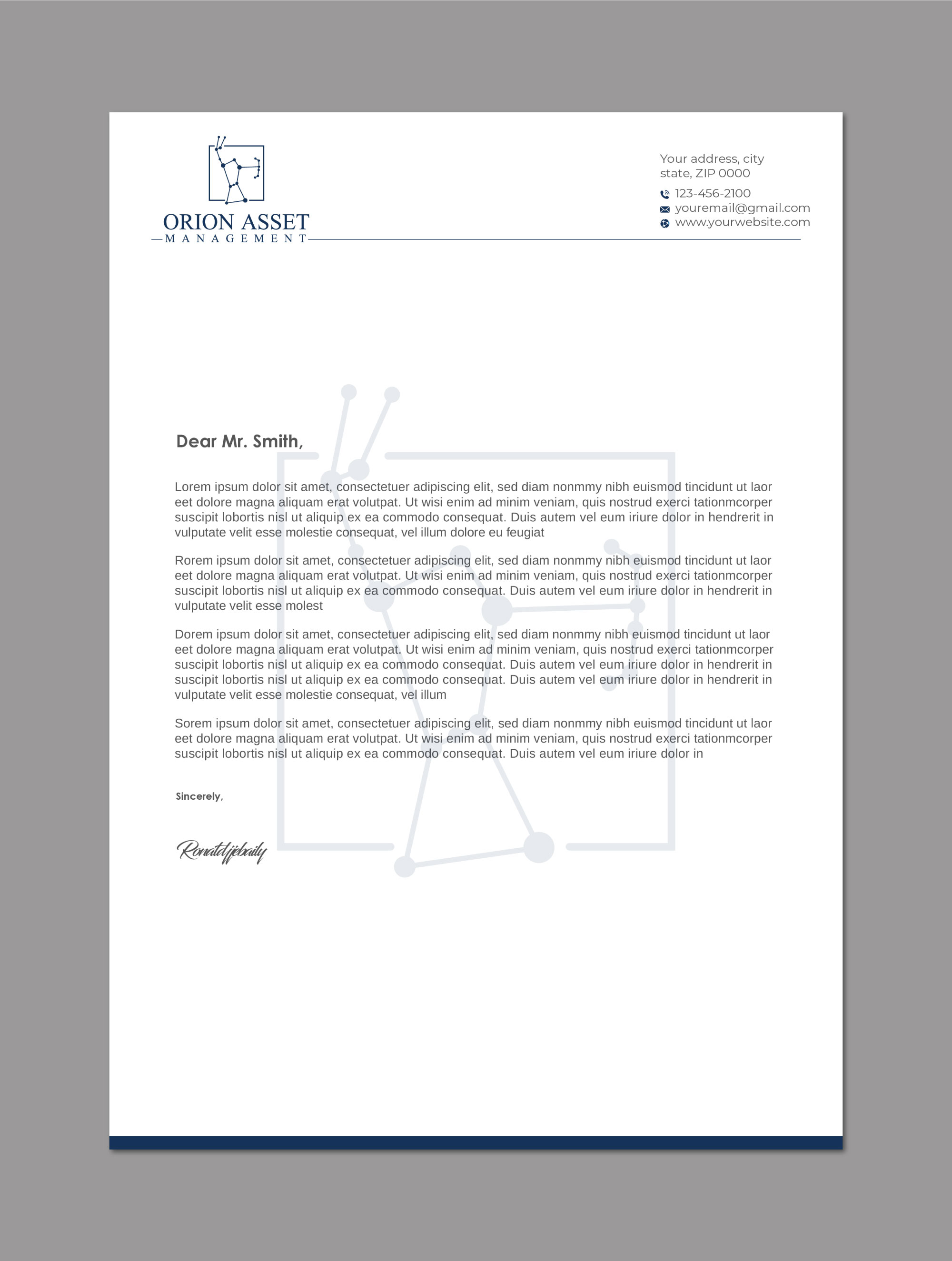 Letterhead Design by LAXMI DESIGNHUB for Orion Asset Management, LLC | Design #33334476