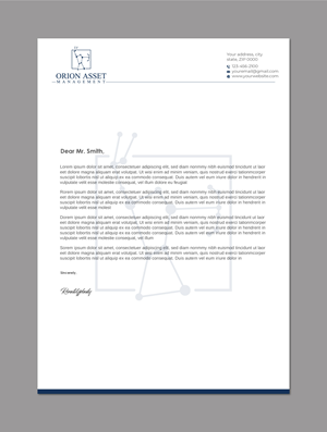 Letterhead Design by LAXMI DESIGNHUB for Orion Asset Management, LLC | Design: #33334476