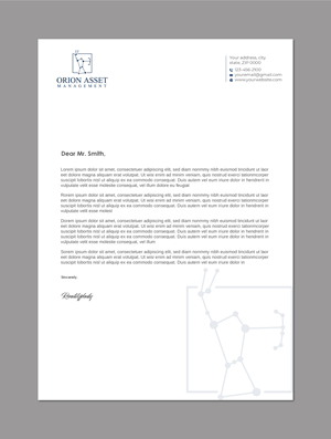 Letterhead Design by LAXMI DESIGNHUB for Orion Asset Management, LLC | Design: #33334477