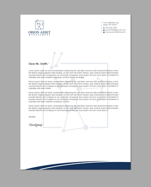 Letterhead Design by LAXMI DESIGNHUB for Orion Asset Management, LLC | Design: #33341472