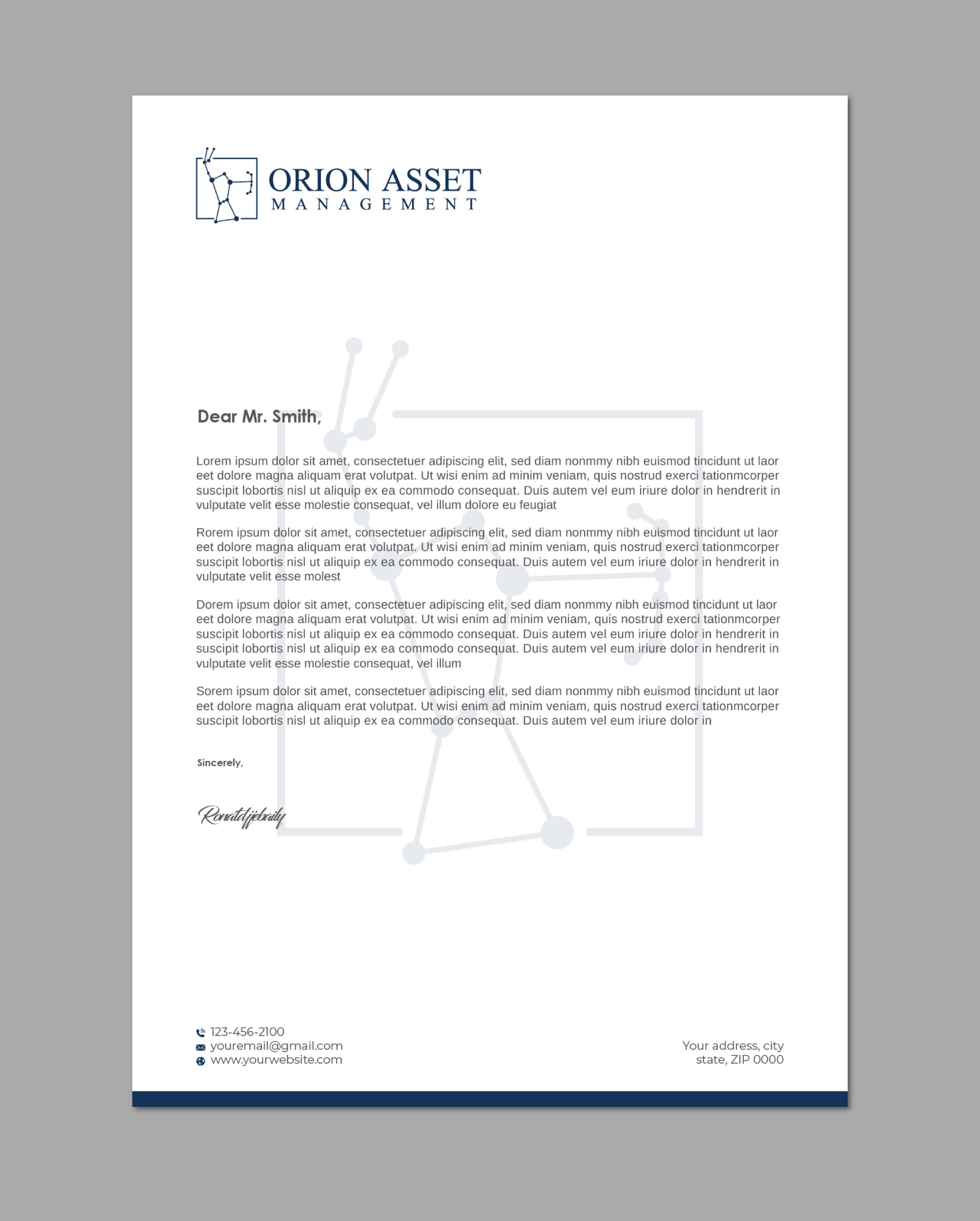 Letterhead Design by LAXMI DESIGNHUB for Orion Asset Management, LLC | Design #33341474