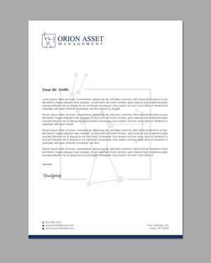 Letterhead Design by LAXMI DESIGNHUB for Orion Asset Management, LLC | Design: #33341474