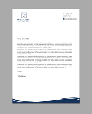 Letterhead Design by LAXMI DESIGNHUB for Orion Asset Management, LLC | Design: #33341477