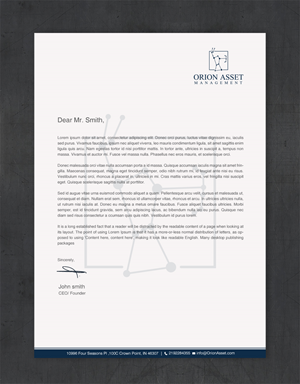 Letterhead Design by Brand aid for Orion Asset Management, LLC | Design: #33335593