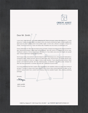 Letterhead Design by Brand aid for Orion Asset Management, LLC | Design: #33335594