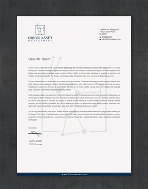 Letterhead Design by Brand aid for Orion Asset Management, LLC | Design: #33335595
