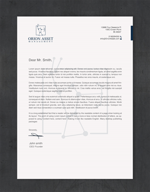 Letterhead Design by Brand aid for Orion Asset Management, LLC | Design: #33335599